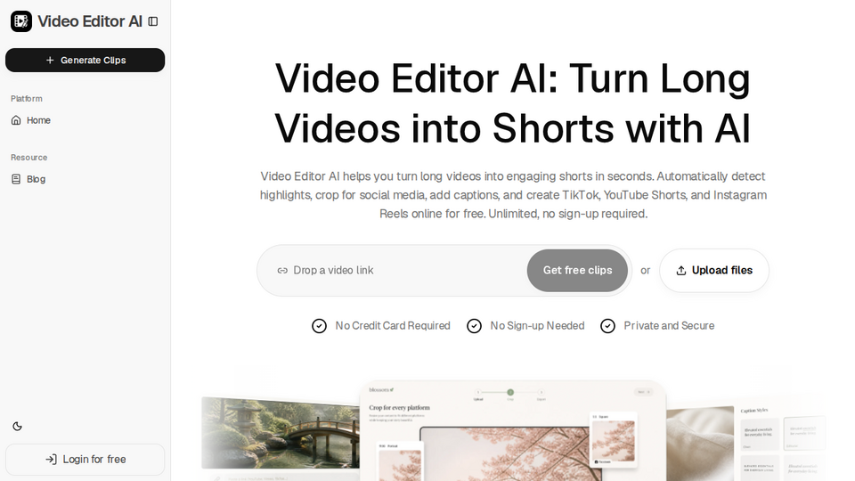 Screenshot of Video Editor AI