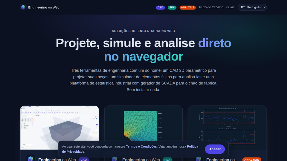 Screenshot of Engineering on Web