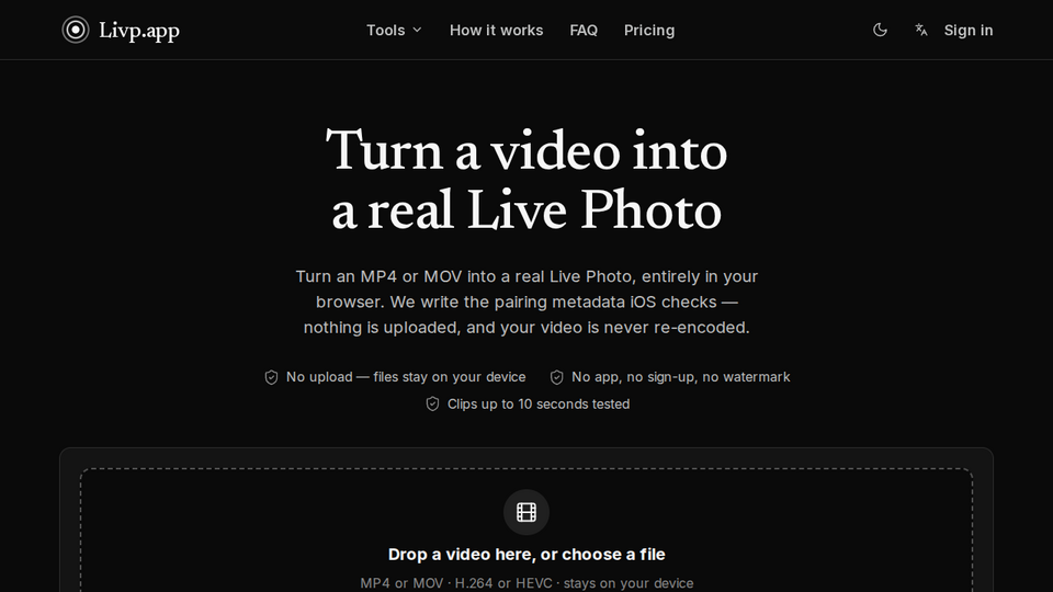 Screenshot of Livp.app