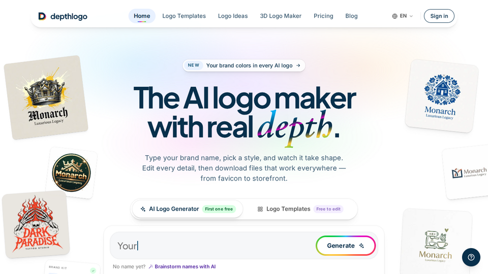 Screenshot of DepthLogo