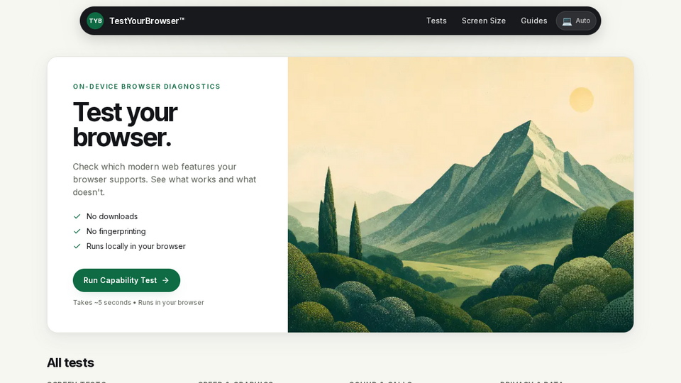 Screenshot of TestYourBrowser
