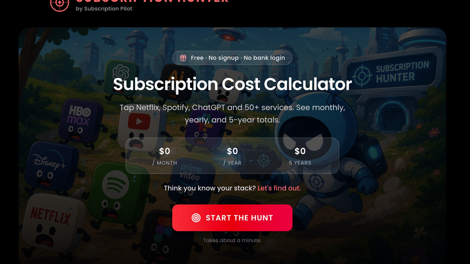 Screenshot of Subscription Hunter