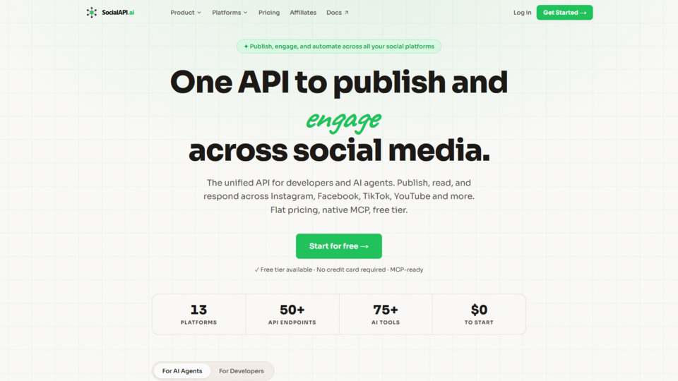 Screenshot of SocialAPI.ai
