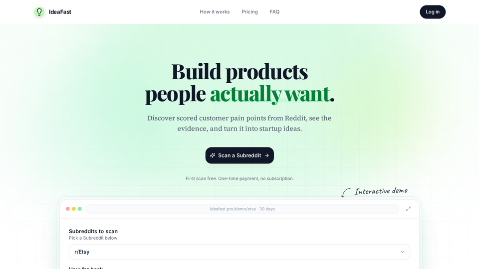 Screenshot of IdeaFast