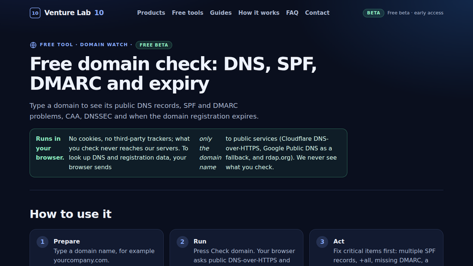 Screenshot of Domain Watch