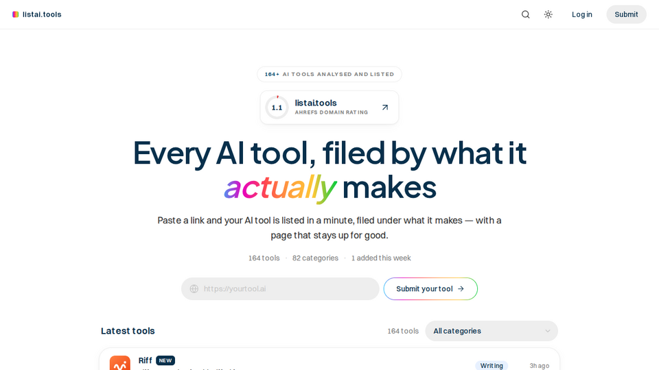 Screenshot of listai.tools