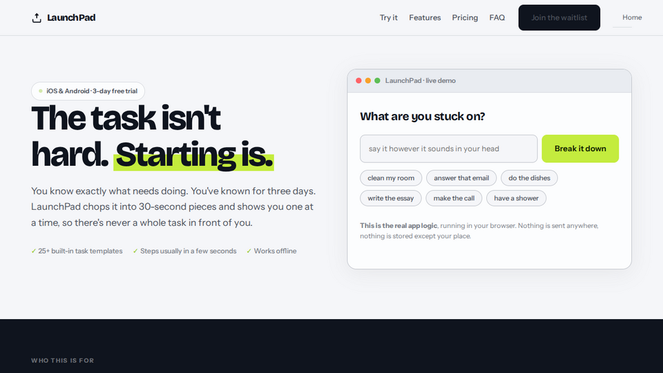 Screenshot of LaunchPad