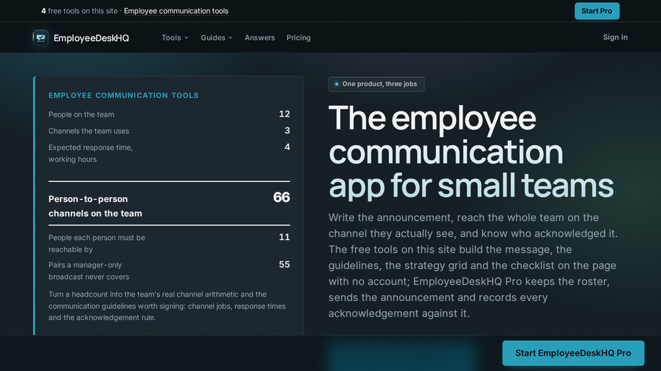 Screenshot of EmployeeDeskHQ