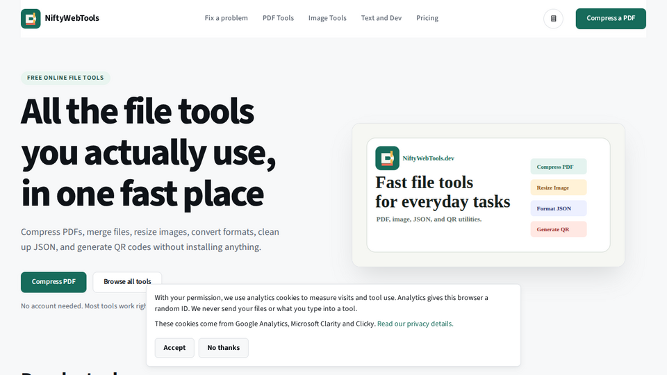 Screenshot of NiftyWebTools