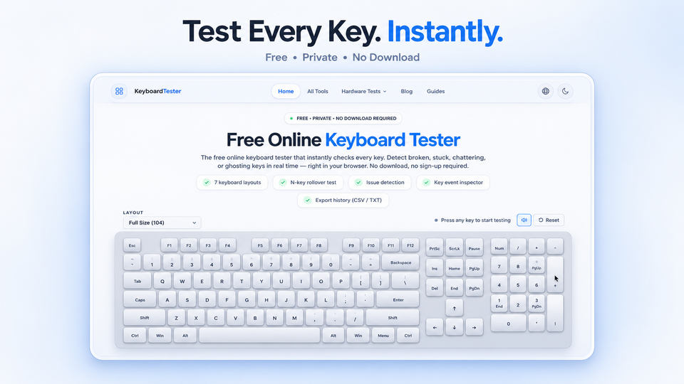 Screenshot of Online Keyboard Tester