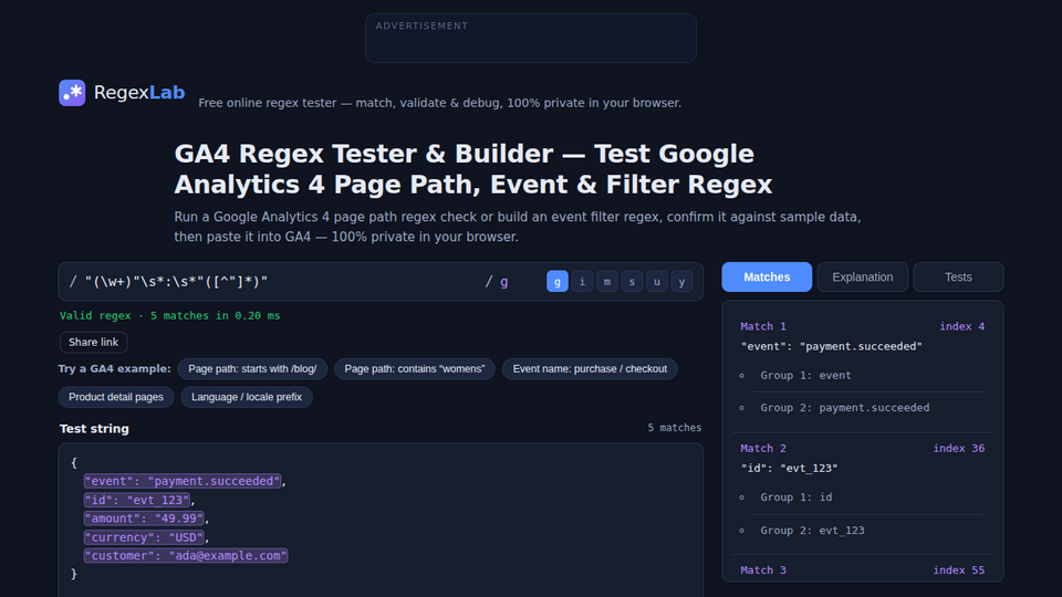 Screenshot of RegexLab