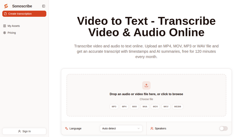 Screenshot of Sonoscribe