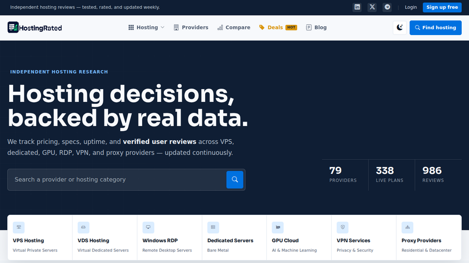 Screenshot of HostingRated