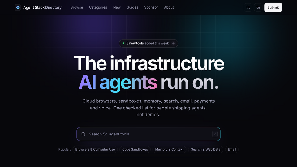Screenshot of Agent Stack Directory