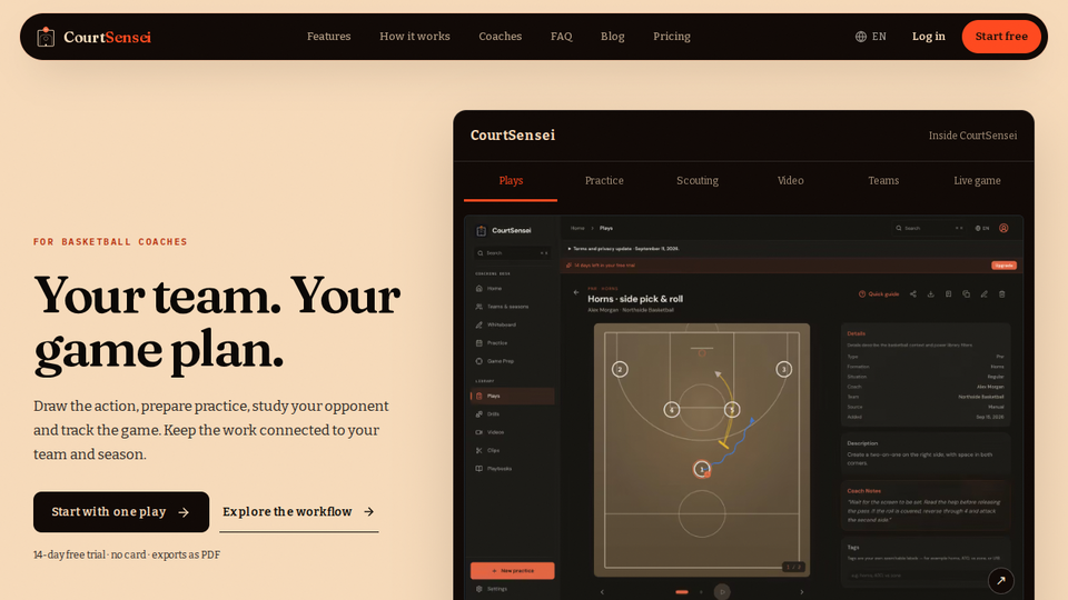 Screenshot of CourtSensei