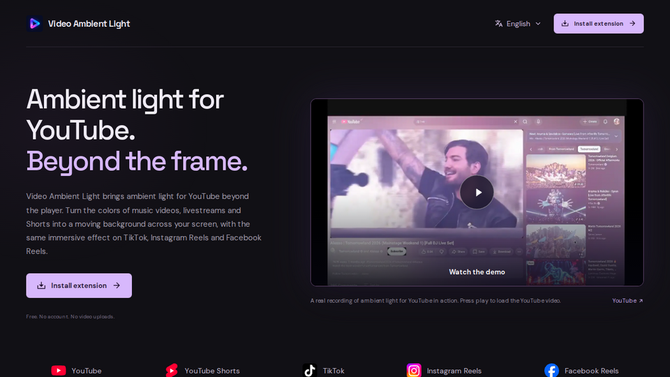 Screenshot of Video Ambient Light