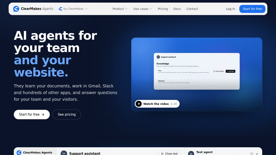 Screenshot of ClearMakes Agents