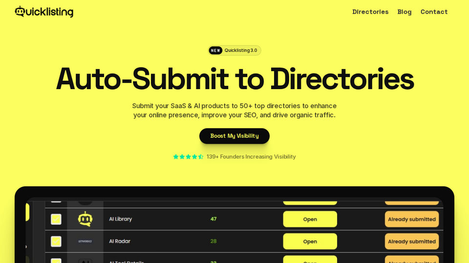Screenshot of Quicklisting
