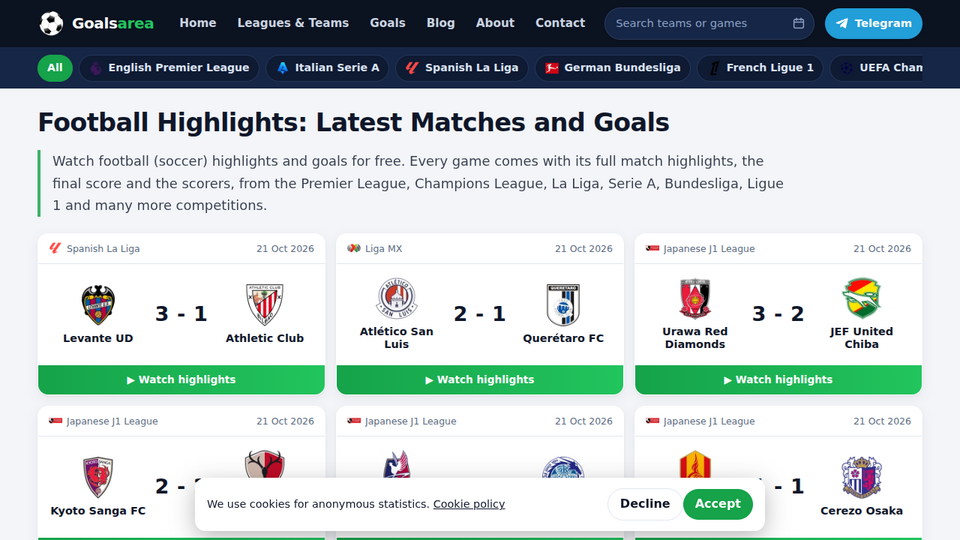 Screenshot of Goalsarea