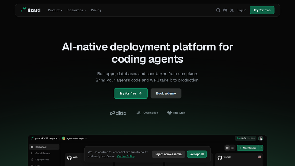Screenshot of Lizard (lizard.build)