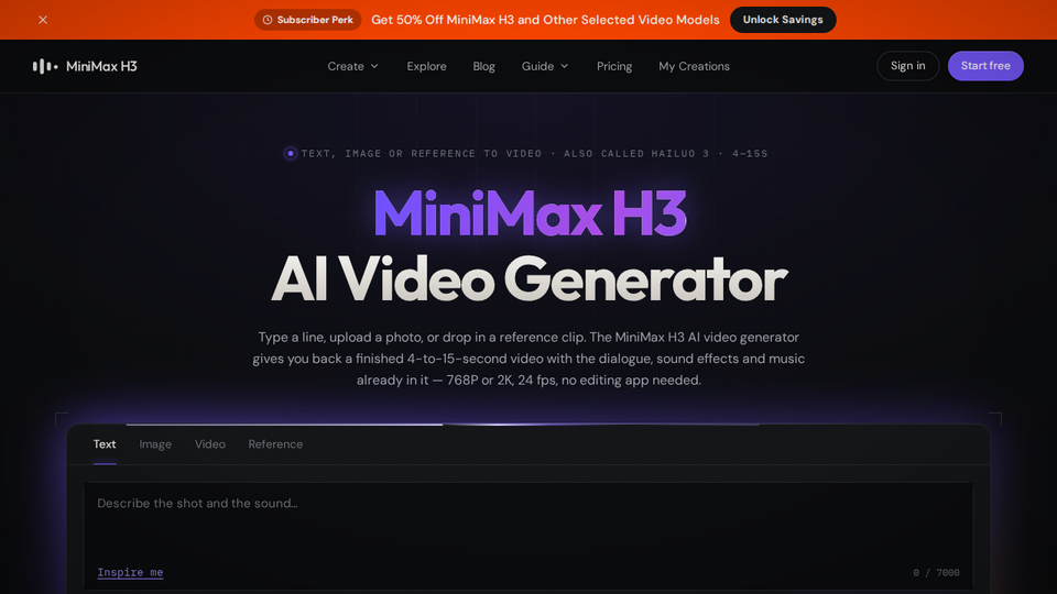 Screenshot of MiniMax H3 AI Video Gene