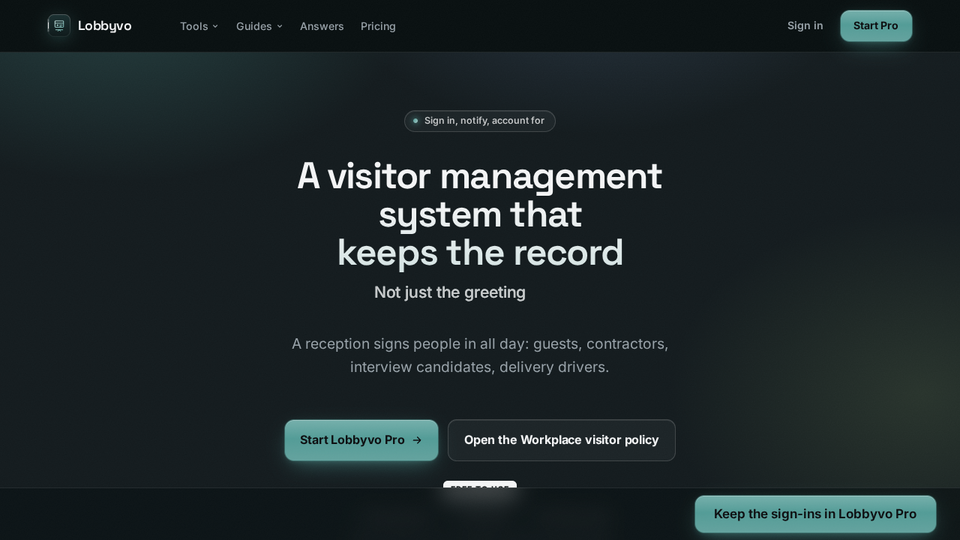 Screenshot of Lobbyvo