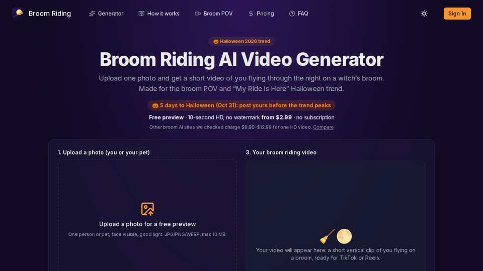Screenshot of Broom Riding AI Video