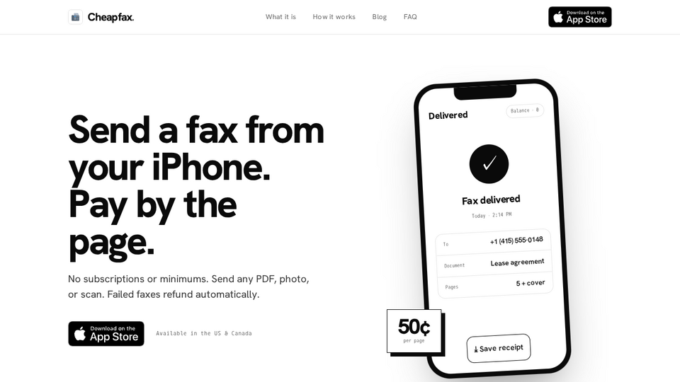 Screenshot of Cheapfax