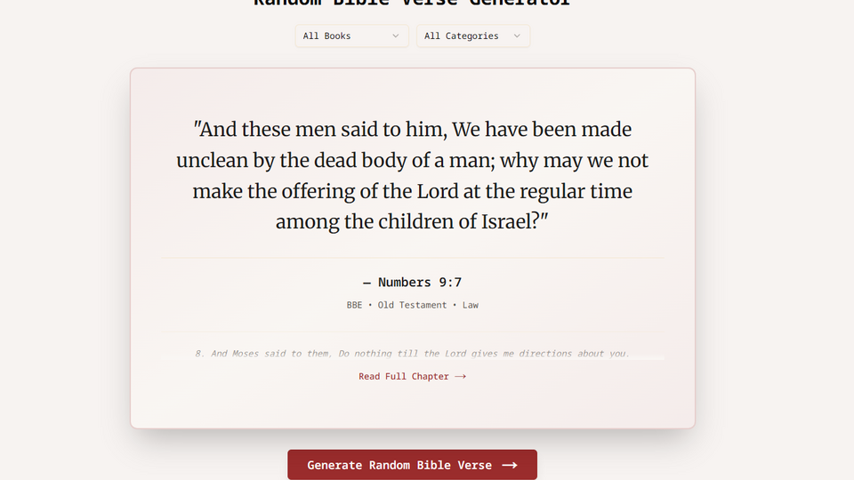Screenshot of Random Bible Verse Gener