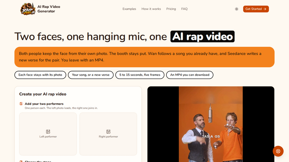 Screenshot of AI Rap Video Generator