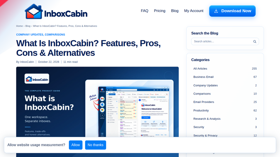 Screenshot of InboxCabin