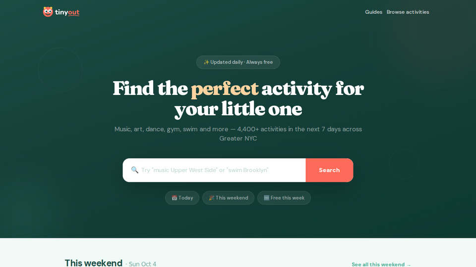 Screenshot of tinyout