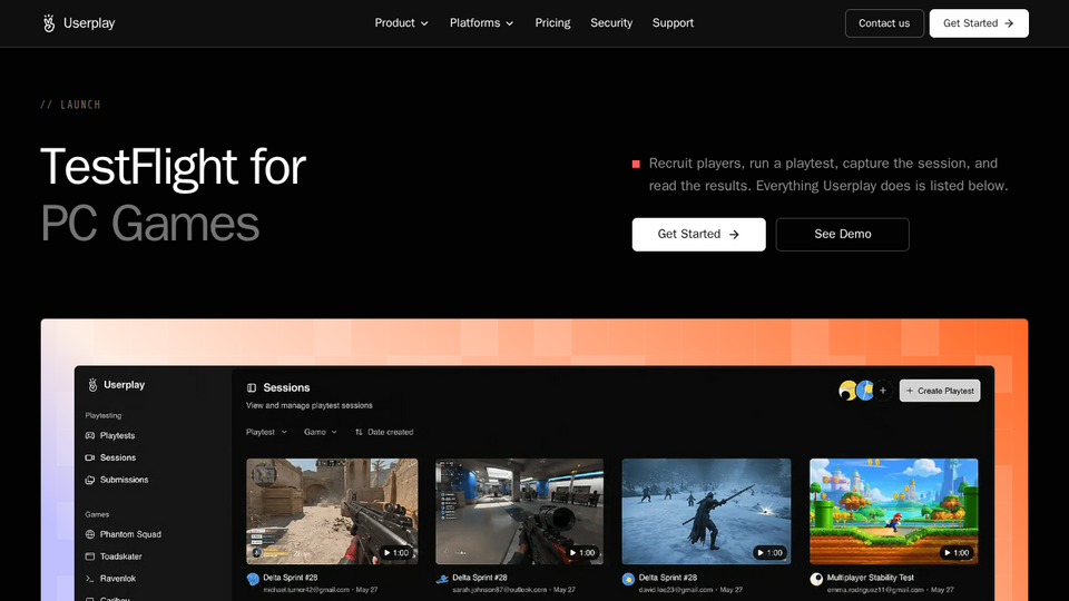 Screenshot of Userplay