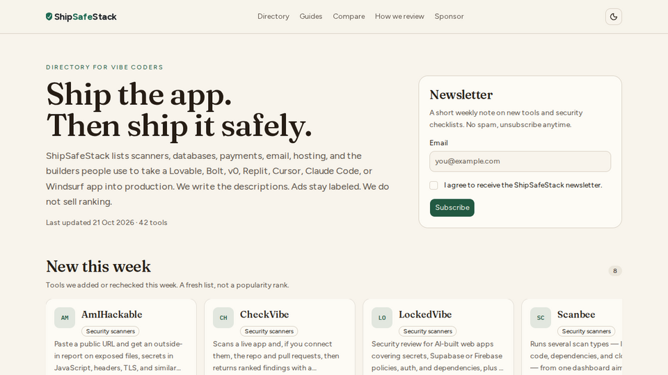 Screenshot of ShipSafeStack