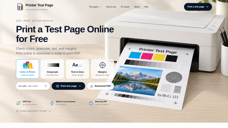 Screenshot of Print Page Check