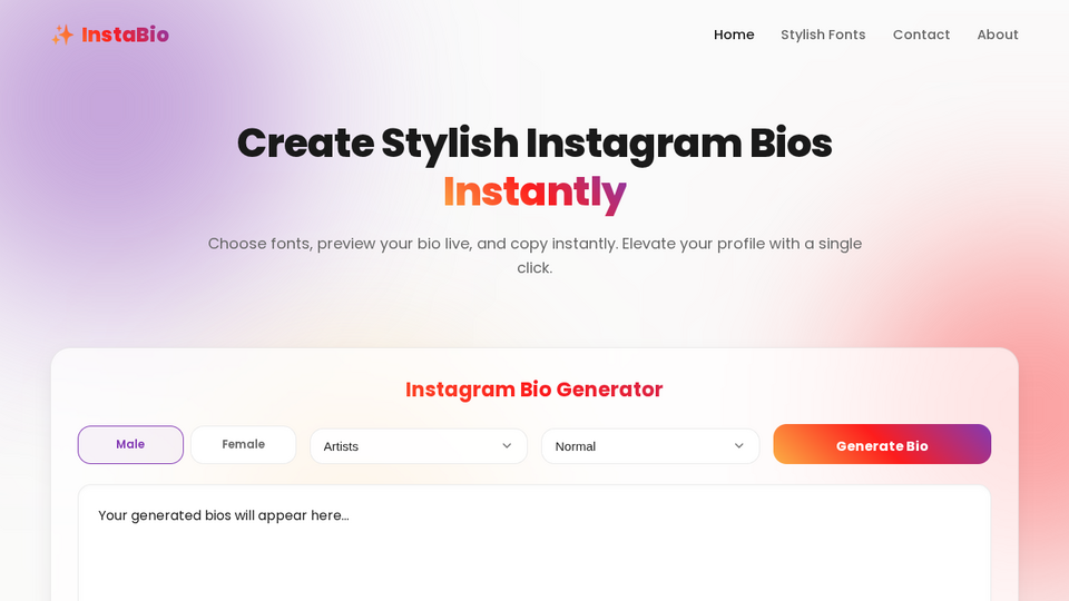 Screenshot of InstaBio