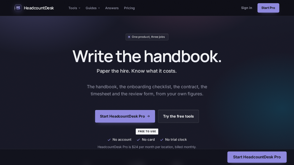 Screenshot of HeadcountDesk