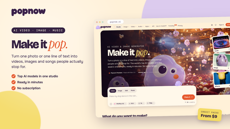 Screenshot of PopNow