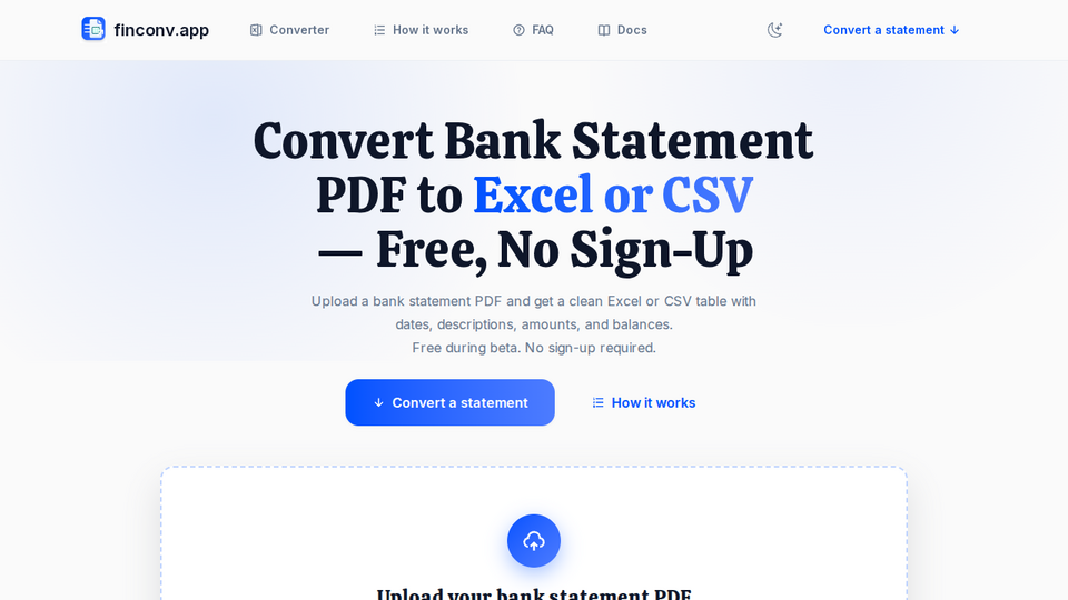 Screenshot of FinConv