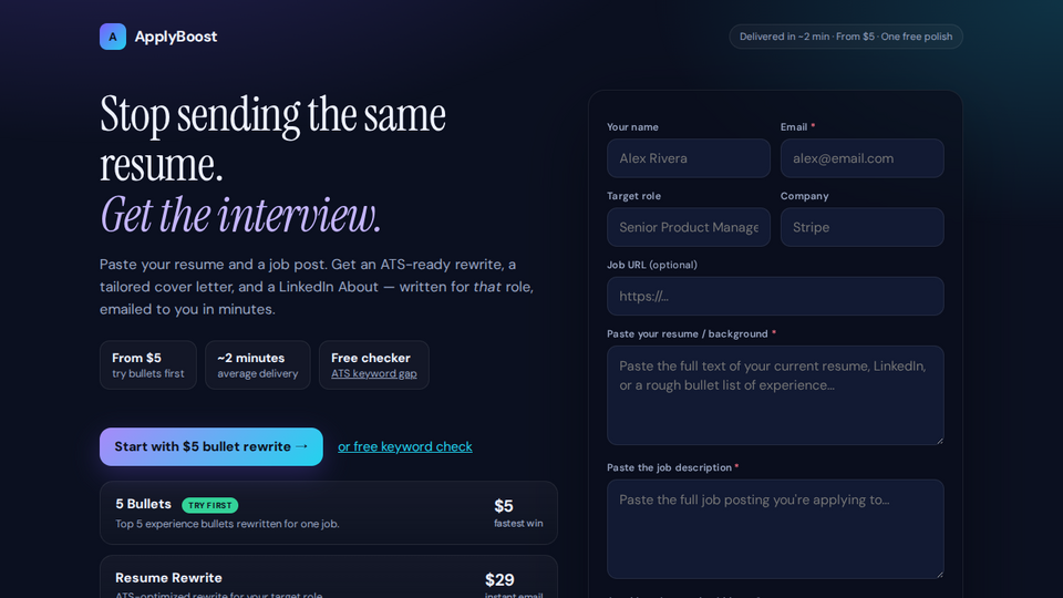 Screenshot of ApplyBoost