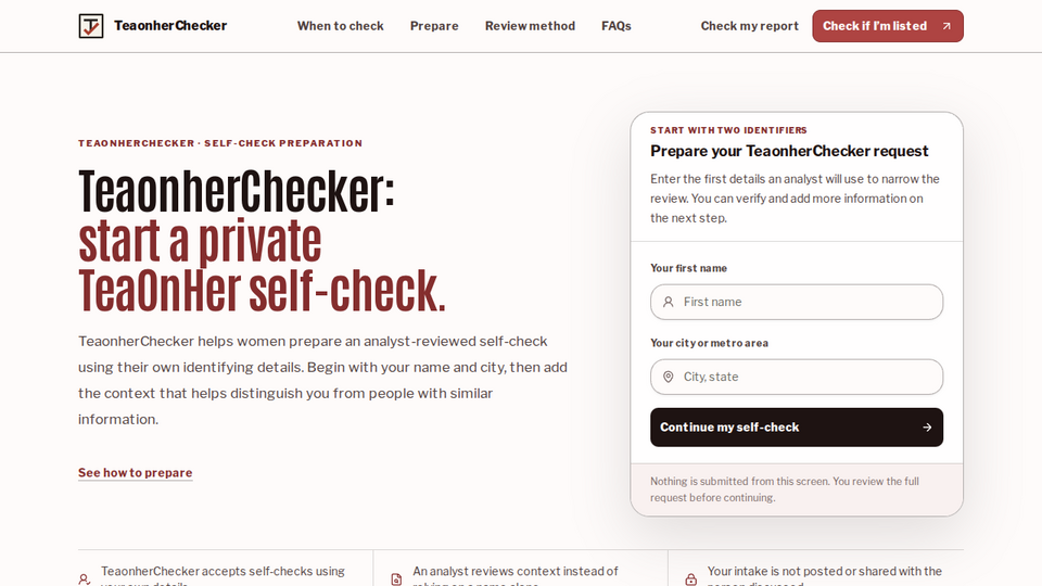 Screenshot of TeaonherChecker