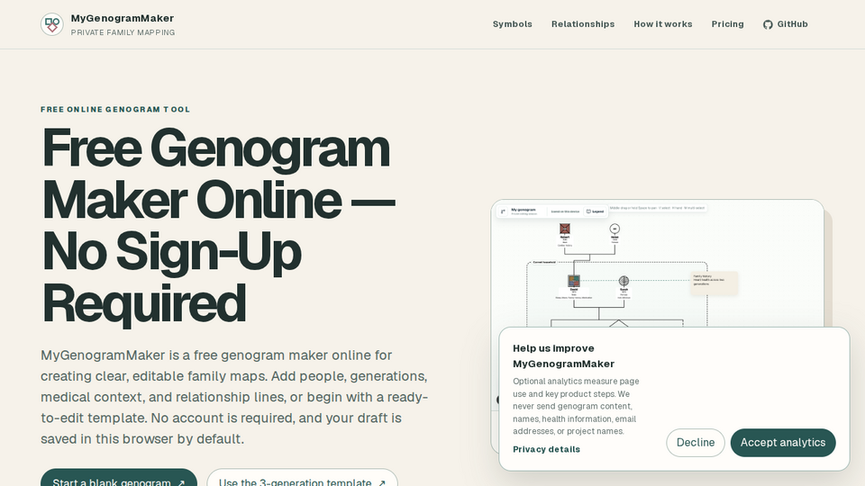 Screenshot of MyGenogramMaker