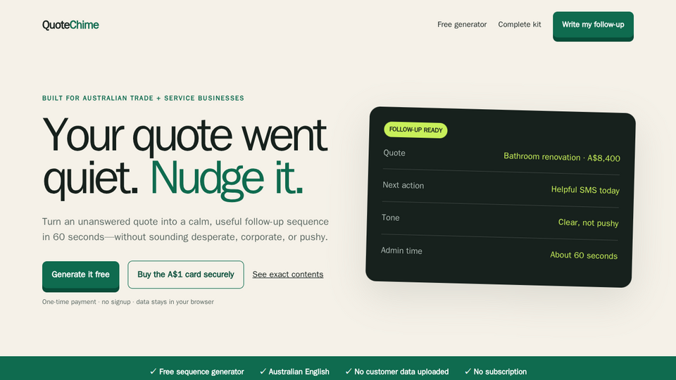 Screenshot of QuoteChime