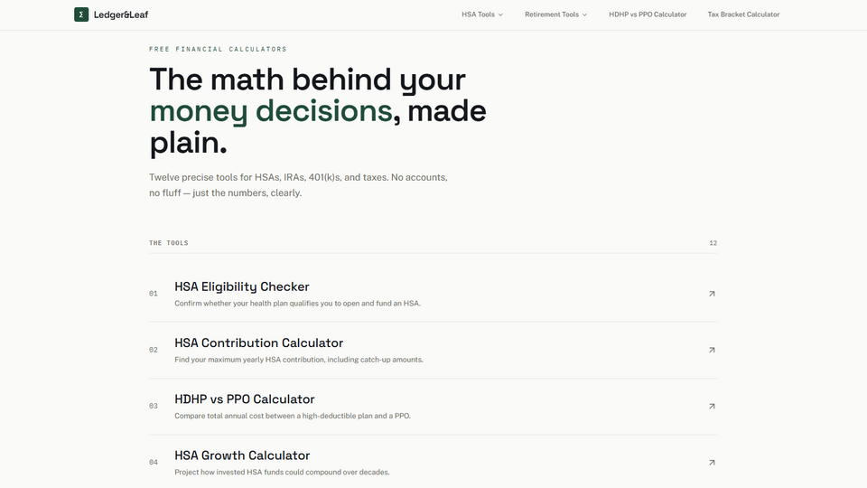 Screenshot of Ledger&Leaf