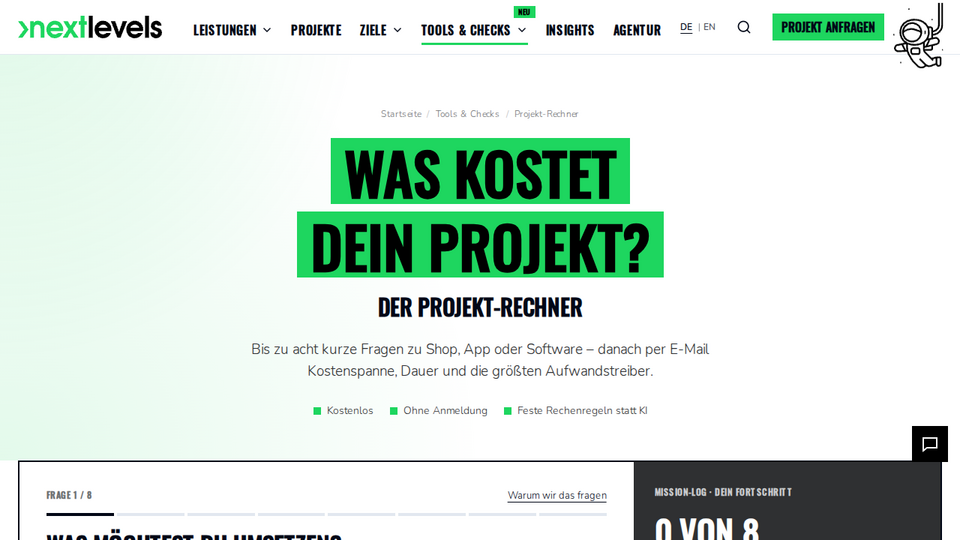 Screenshot of Projekt-Rechner