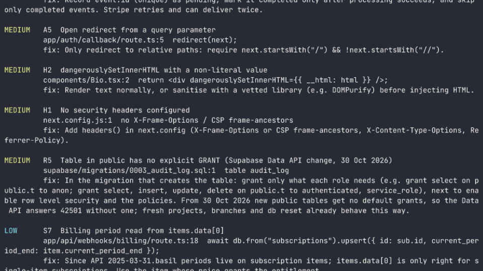 Screenshot of NSS Security Check