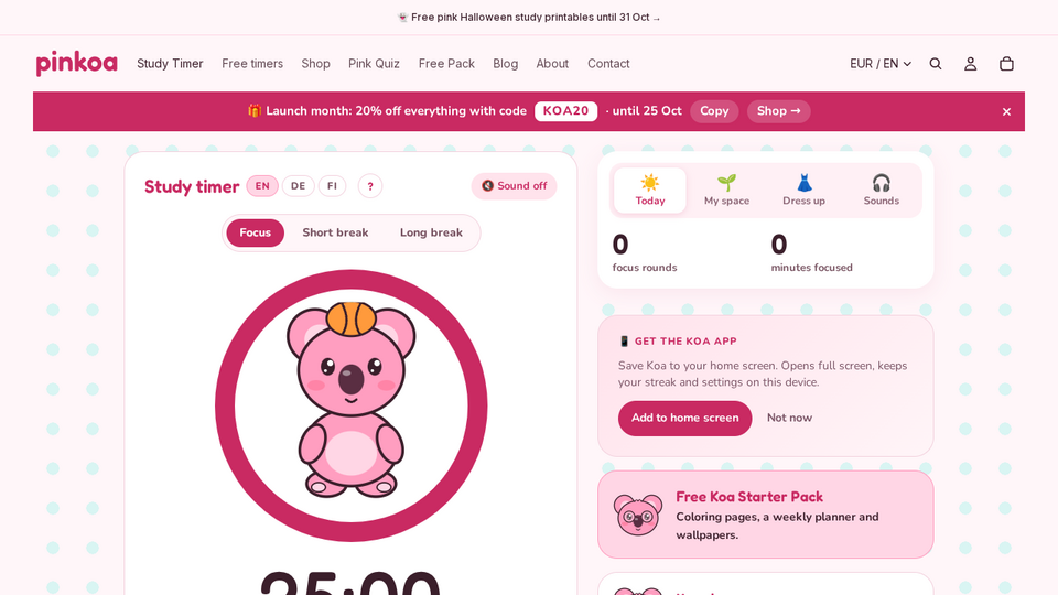 Screenshot of Pinkoa