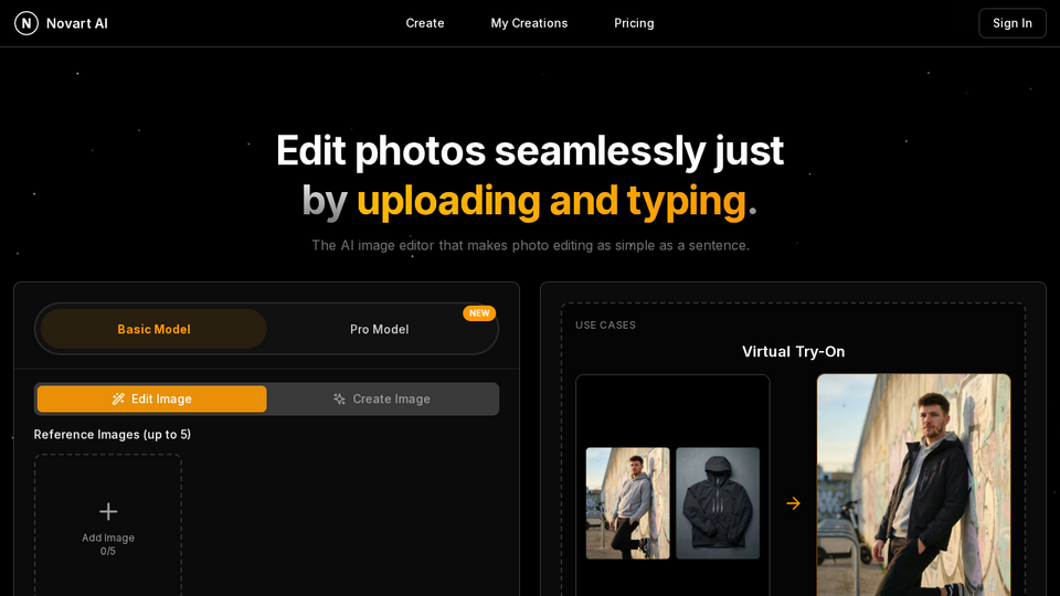 Screenshot of AI Image Editor - Novart