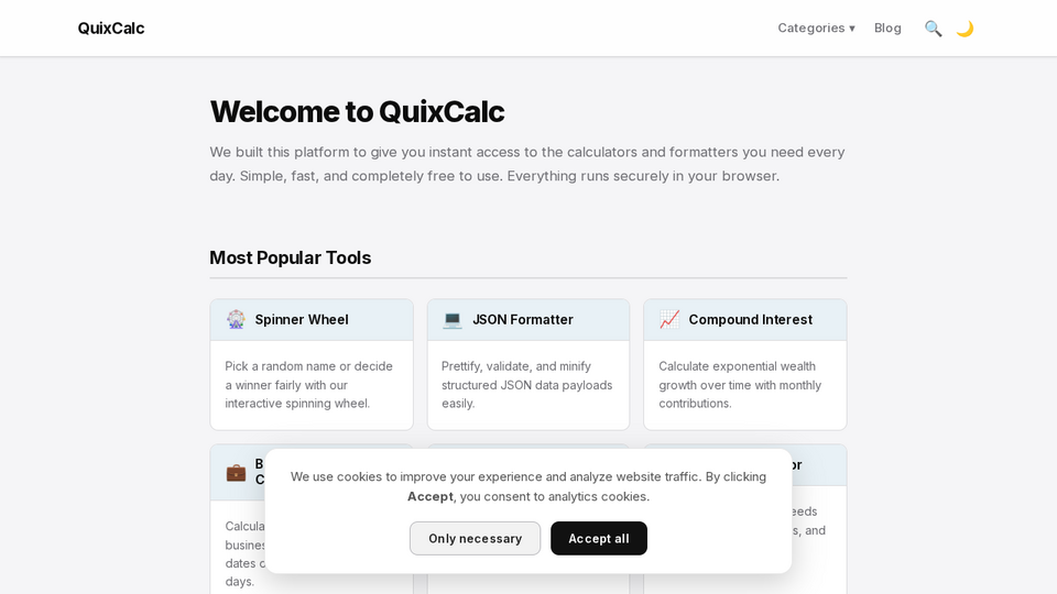 Screenshot of QuixCalc