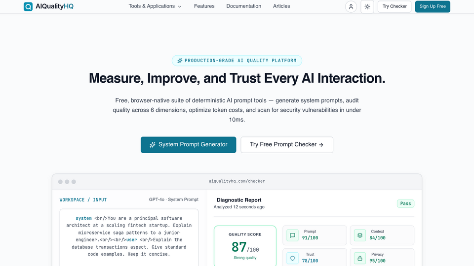 Screenshot of AIQualityHQ